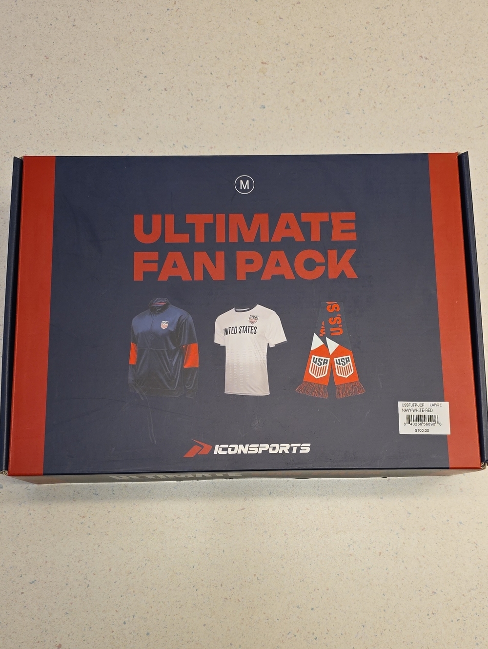 IconSports Men's Team USA Ultimate Fan Pack Jacket Shirt Scarf - LARGE - NEW